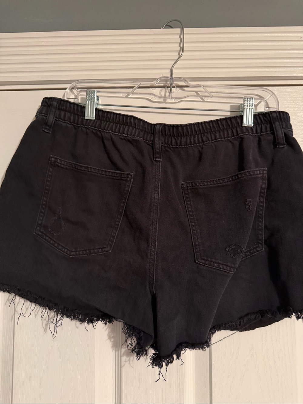 aerie Black Distressed Denim Jean Shorts - Picture 2 of 3